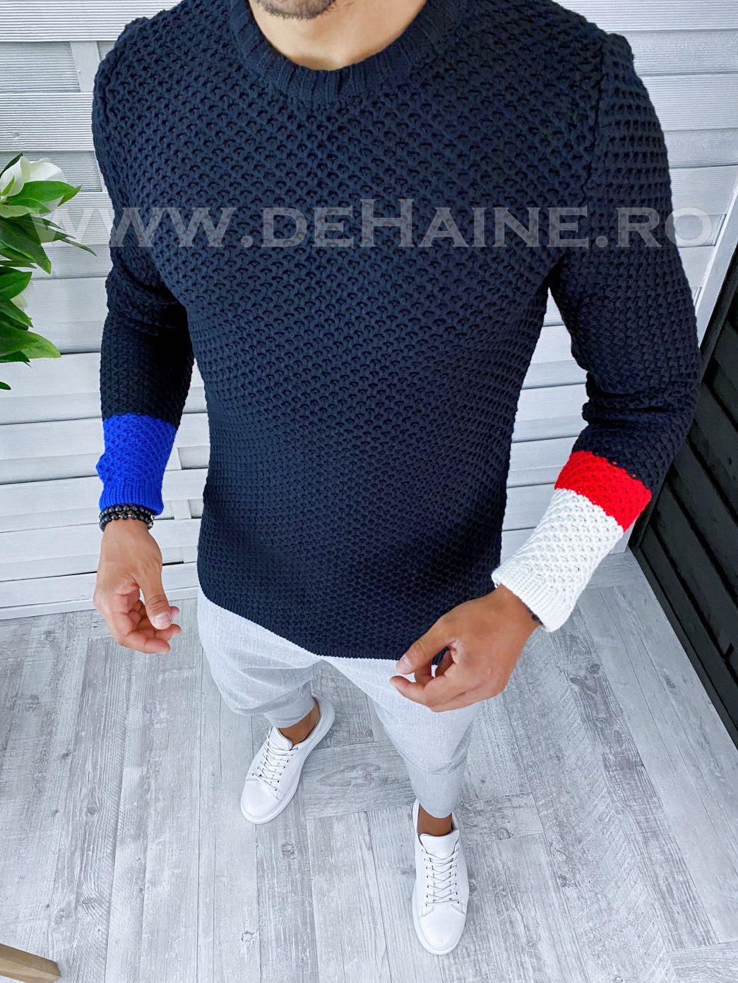 Pulover barbati gros slim fit bleumarin t3585 94-3*